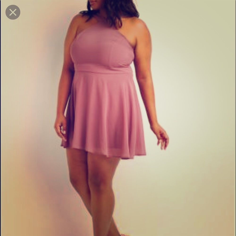 Plus size bib neck skater dress